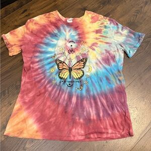 No Boundaries Multicolor Tie-Dye Butterfly Good Vibes Only Tee Kid’s XXL